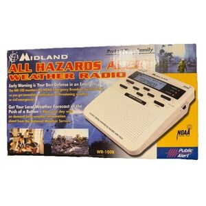 Midland WR-100B All Hazards Weather Radio NOAA S.A.M.E. Digital Alert White New